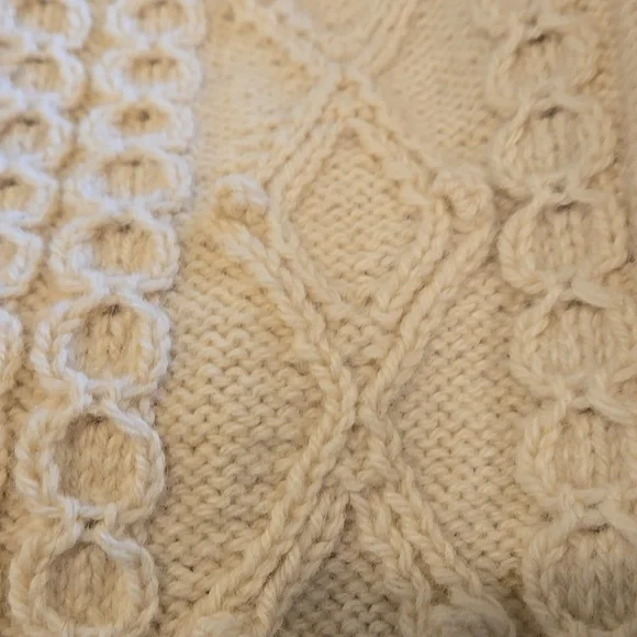 Vintage Molly McGrath Handknit Wool Cabl Knit Cardigan Sweater EUC